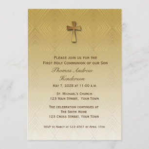 Invitation Gold Diamond Motif, religieux