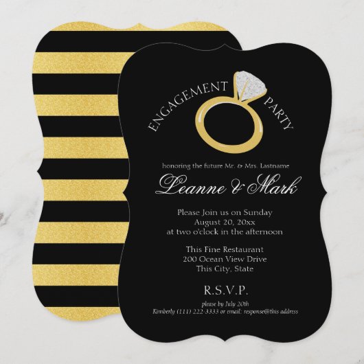 Invitation Gold Diamond Ring (Devant / Derrière)