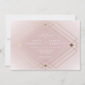 Invitation Gold Diamond rose Géométrique Mariage Gatsby (Devant)