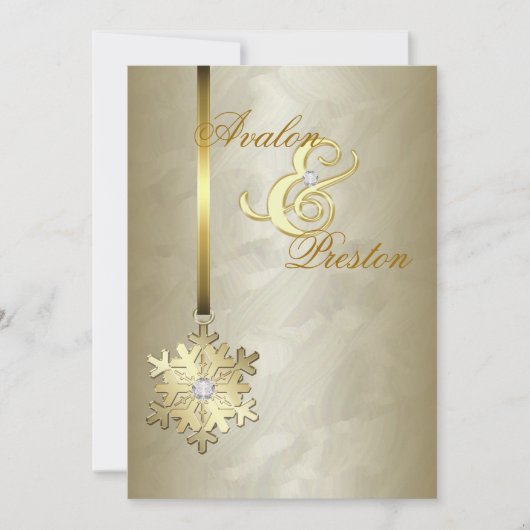 Invitation Gold Diamond Snowflake Gold Foil (Devant)