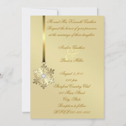 Invitation Gold Diamond Snowflake Gold Foil (Dos)