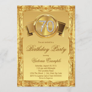 Invitation Gold Diamond Swirl Fancy 70e anniversaire