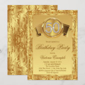 Invitation Gold Diamond Swirl fantaisie 50e anniversaire (Devant / Derrière)