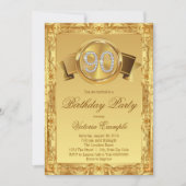 Invitation Gold Diamond Swirl Womans 90e anniversaire (Devant)