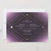 Invitation Gold Diamond violet Mariage géométrique Gatsby (Devant)