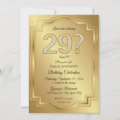 Invitation Gold & Diamonds 29e Humour d'anniversaire (Devant)