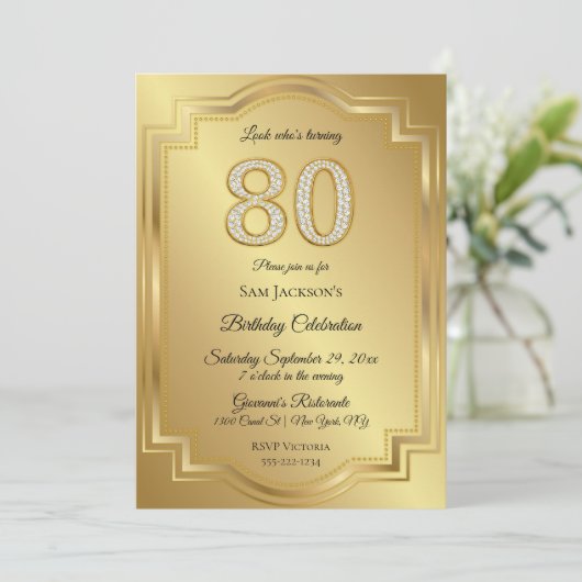 Invitation Gold & Diamonds 80e anniversaire (Debout devant)