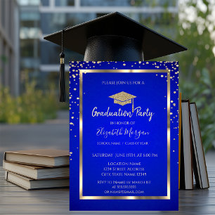 Invitation Gold Diamonds Cadre Royal Blue