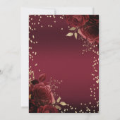 Invitation Gold Diamonds Dress Dark Red Roses  Quinceañera (Dos)