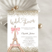 Invitation Gold Diamonds Eiffel Tower Bow Bridal Shower