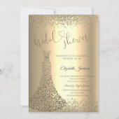 Invitation Gold Diamonds Heart Dress Bridal Shower (Devant)
