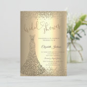 Invitation Gold Diamonds Heart Dress Bridal Shower (Debout devant)