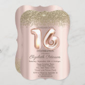 Invitation Gold Diamonds Rose Gold Sweet 16 tendance (Devant / Derrière)