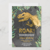 Invitation Gold Dinosaur Roar anniversaire (Devant)