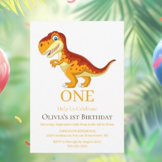 Invitation Gold Dinosaur T Rex