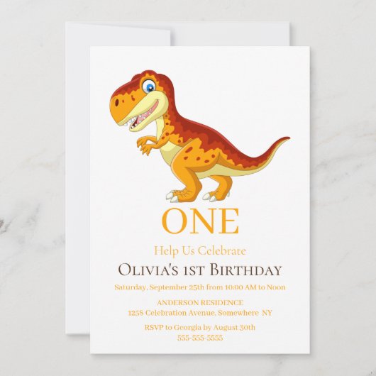 Invitation Gold Dinosaur T Rex (Devant)