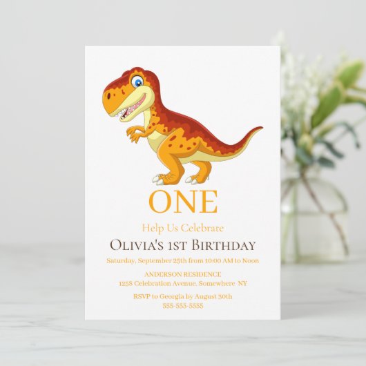 Invitation Gold Dinosaur T Rex (Debout devant)