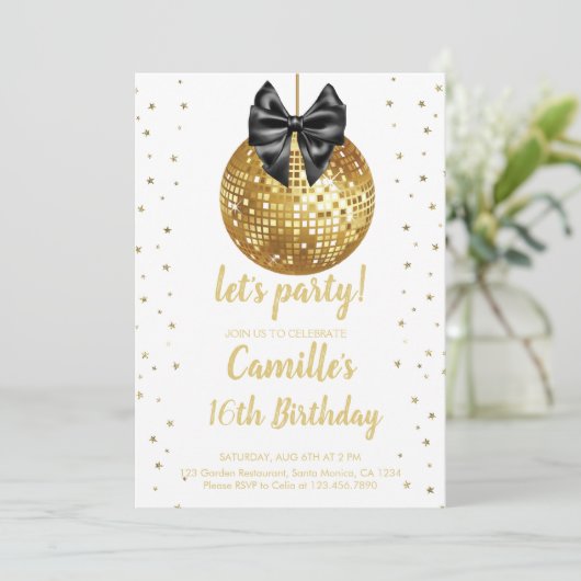 Invitation Gold Disco Ball (Debout devant)