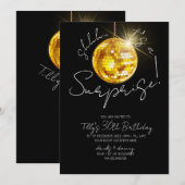 Invitation Gold disco ball anniversaire surprise moderne fête (Devant / Derrière)