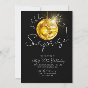 Invitation Gold disco ball anniversaire surprise moderne fête