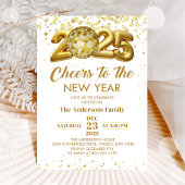 Invitation Gold Disco Ball Cheers New Years Eve Party 2025