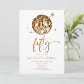 Invitation Gold Disco Ball Cinquante fête d'anniversaire (Debout devant)
