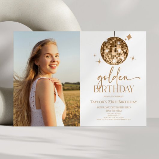 Invitation Gold Disco Ball Golden Picture Anniversaire