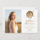 Invitation Gold Disco Ball Golden Picture Anniversaire (Devant)