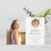 Invitation Gold Disco Ball Golden Picture Anniversaire (Debout devant)