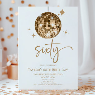 Invitation Gold Disco Ball Soixante 60e fête d'anniversaire
