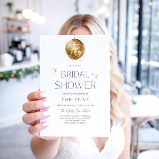 Invitation Gold Disco Ball Sparkle Fête des mariées