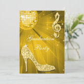 Invitation Gold Disco Ball Sparkle Heels Graduation (Debout devant)