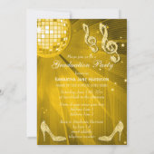 Invitation Gold Disco Ball Sparkle Heels Graduation (Dos)