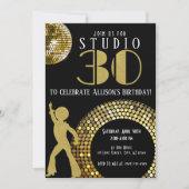 Invitation Gold Disco Ball Studio 54 Party 30e anniversaire (Devant)