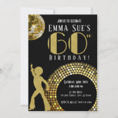Invitation Gold Disco Ball Studio 54 Party 60e anniversaire (Devant)