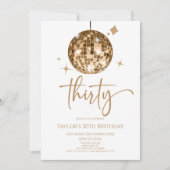 Invitation Gold Disco Ball Trente fête d'anniversaire (Devant)