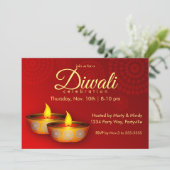 Invitation Gold Diyas sur rouge (Debout devant)