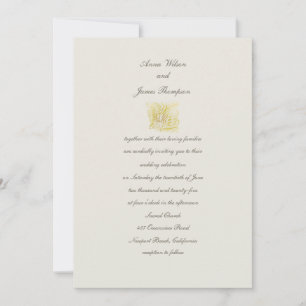 Invitation Gold Dove Elegant Ecru Simple Classy Mariage 