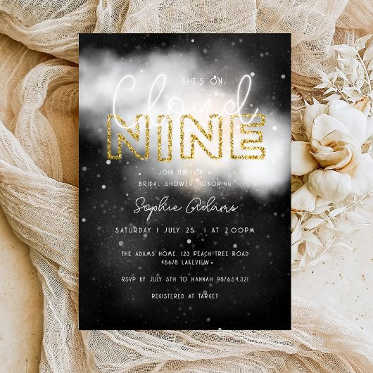 Invitation Gold Dreamy Elle est sur Cloud Nine Fête des marié