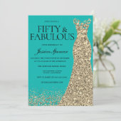 Invitation Gold Dress Elegance 50 & Fabulous! 50th Birthday (Debout devant)