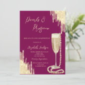 Invitation Gold Drids Chic Pearls Prosecco Fête des mariées (Debout devant)