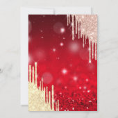 Invitation Gold Drips robe Red Bokeh 18e anniversaire (Dos)