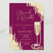 Invitation Gold Drivers Stylish Pearls Prosecco Fête des mari (Devant / Derrière)