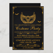 Invitation Gold du Costume Party d'Halloween (Devant / Derrière)
