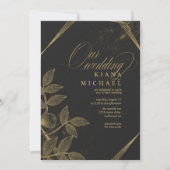 Invitation Gold Dust & Outlines Mariage Black/Gold ID835 (Devant)