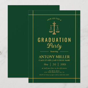 Invitation Gold, école de droit vert classe de diplôme de 202