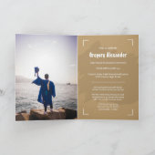 Invitation Gold Edgy Abstrait Brushstroke Photo Graduation (Intérieur)