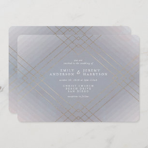 Invitation Gold Elegance Grey Diamond Gatsby Mariage