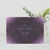 Invitation Gold Elegance Purple Diamond Gatsby Mariage (Debout devant)