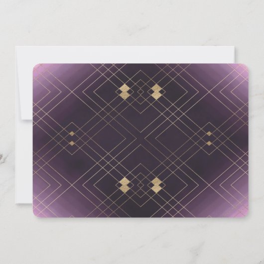 Invitation Gold Elegance Purple Diamond Gatsby Mariage (Dos)